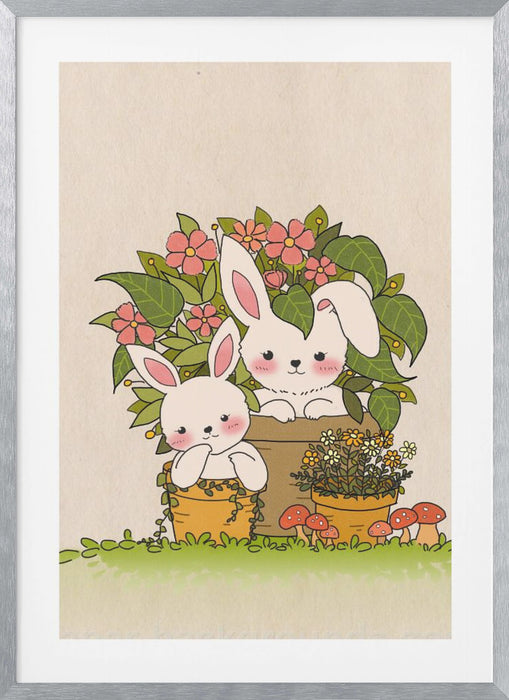 Couple Bunny Framed Art Wall Decor