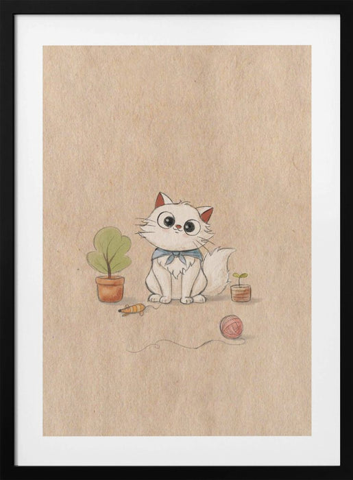 Kawaii Cat Framed Art Modern Wall Decor