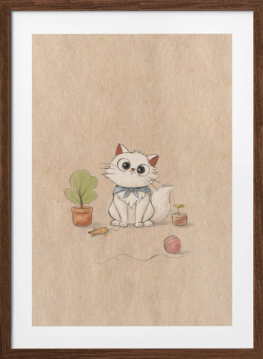 Kawaii Cat Framed Art Modern Wall Decor