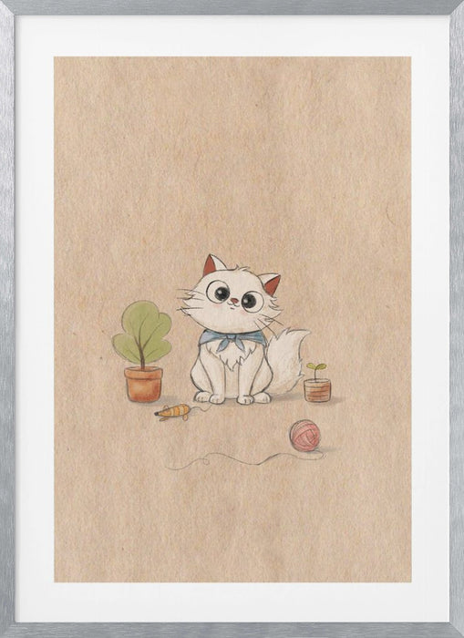 Kawaii Cat Framed Art Modern Wall Decor