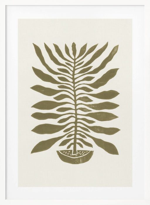 ne Hundred-Leaved Plant #22 / Lino Print Framed Art Modern Wall Decor