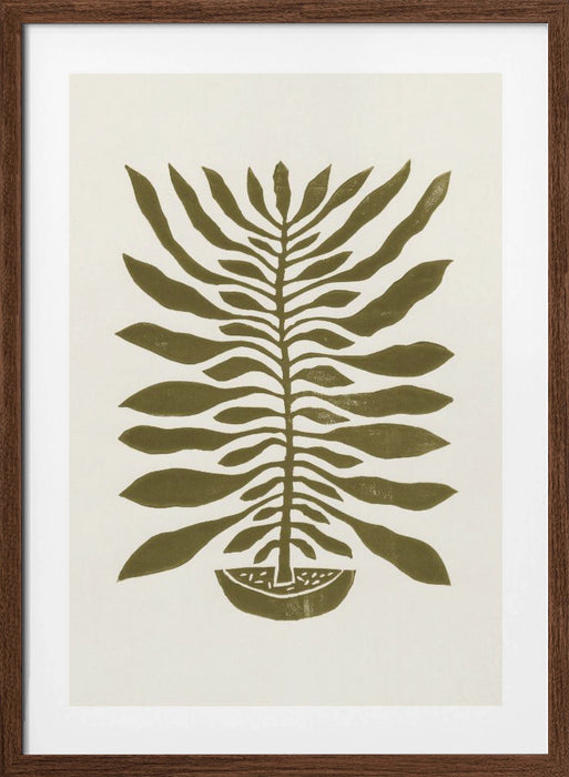 ne Hundred-Leaved Plant #22 / Lino Print Framed Art Modern Wall Decor