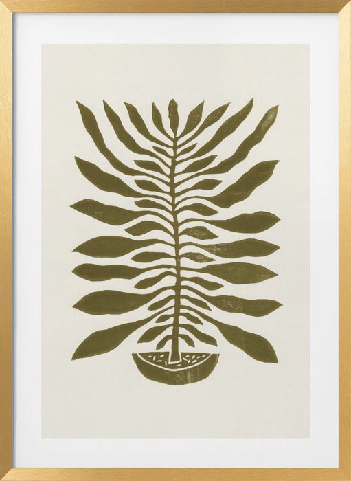 ne Hundred-Leaved Plant #22 / Lino Print Framed Art Modern Wall Decor