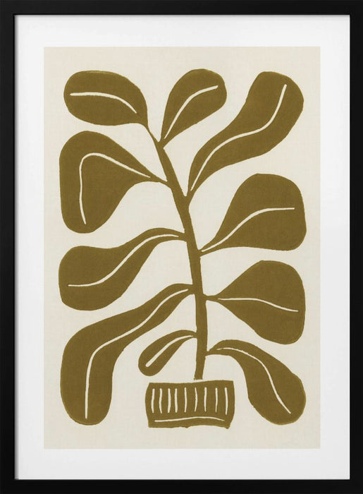 Linocut Houseplant #2 Framed Art Modern Wall Decor