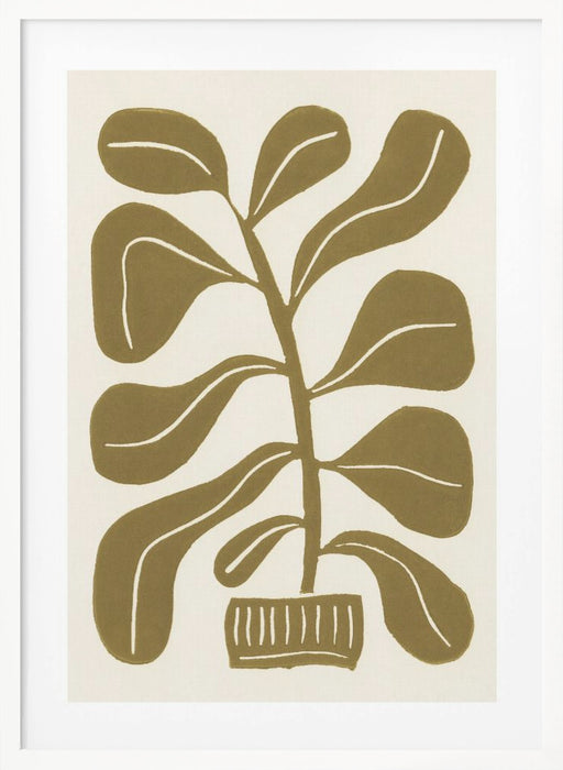 Linocut Houseplant #2 Framed Art Modern Wall Decor