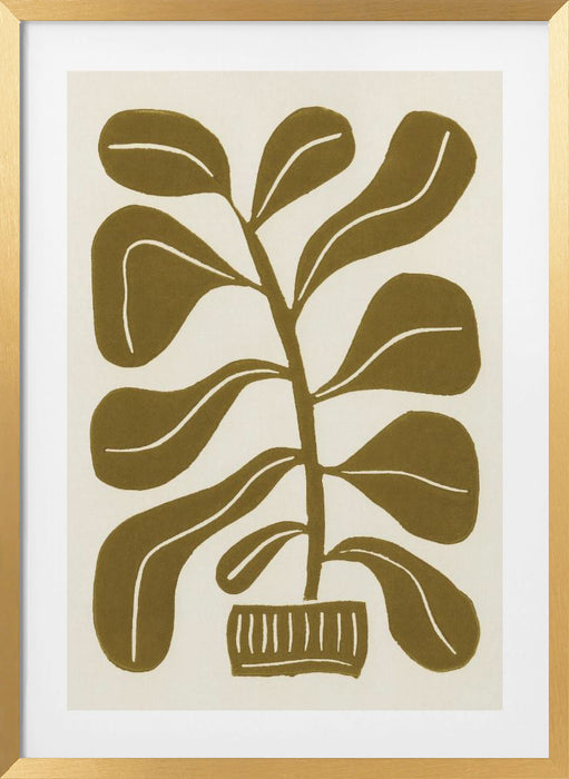 Linocut Houseplant #2 Framed Art Modern Wall Decor