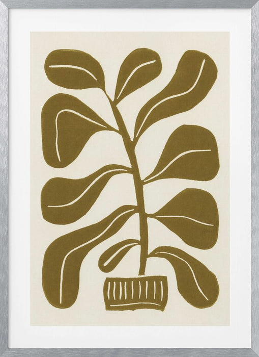 Linocut Houseplant #2 Framed Art Modern Wall Decor