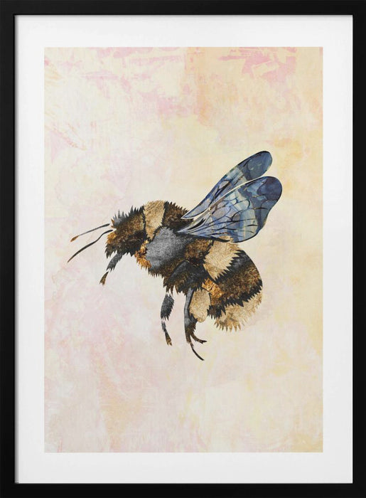 Grunge Watercolour Bee Framed Art Wall Decor