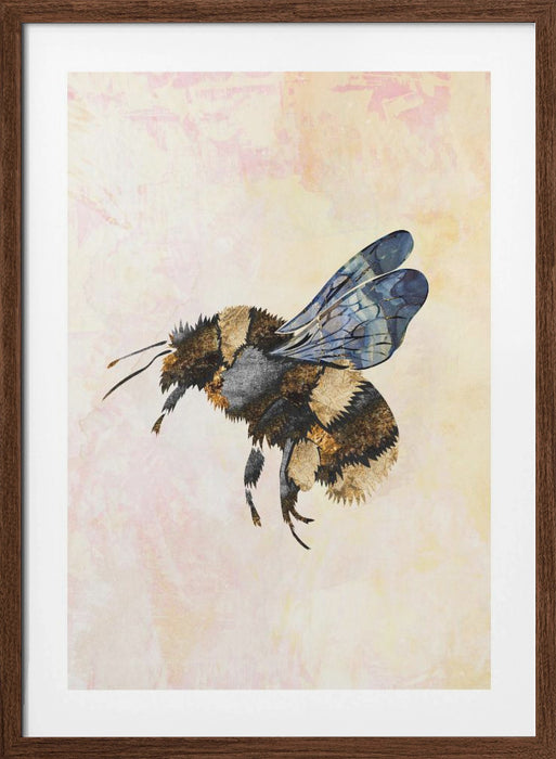 Grunge Watercolour Bee Framed Art Wall Decor