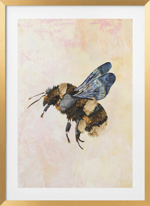 Grunge Watercolour Bee Framed Art Wall Decor