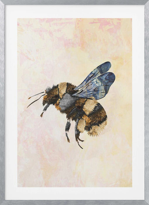 Grunge Watercolour Bee Framed Art Wall Decor