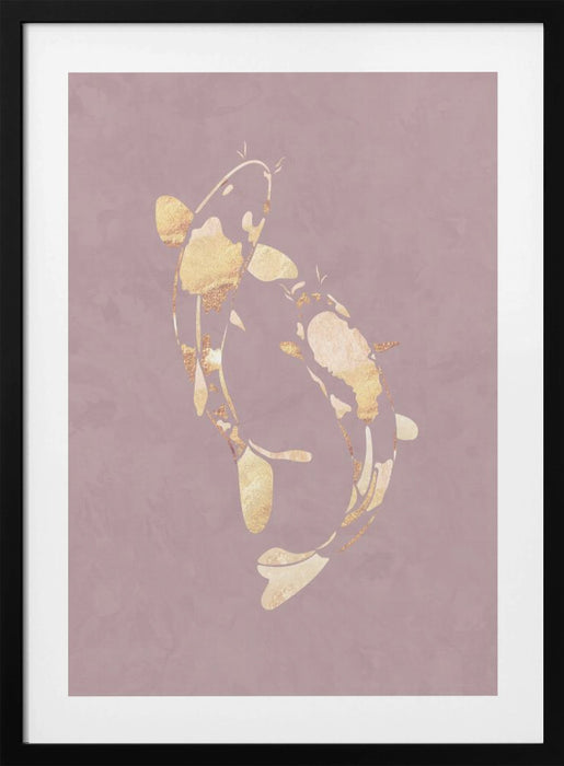 Pink Gold Koi Fish 1 Framed Art Modern Wall Decor