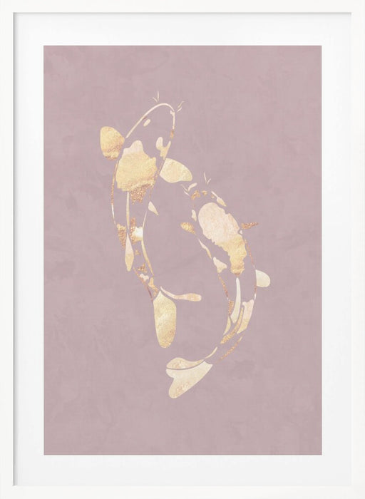 Pink Gold Koi Fish 1 Framed Art Modern Wall Decor