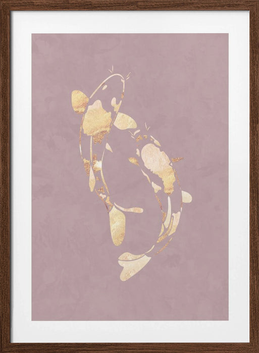 Pink Gold Koi Fish 1 Framed Art Modern Wall Decor