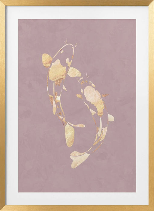 Pink Gold Koi Fish 1 Framed Art Modern Wall Decor