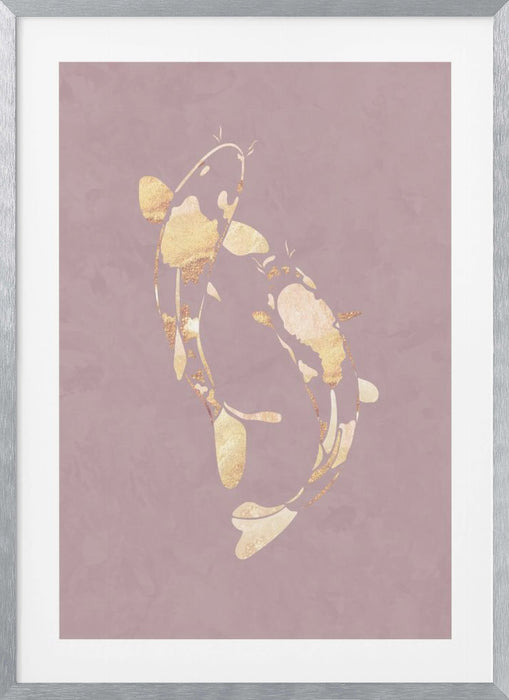 Pink Gold Koi Fish 1 Framed Art Modern Wall Decor