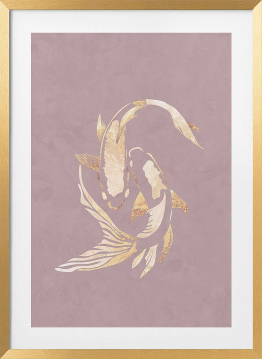 Pink gold koi fish 2 Framed Art Modern Wall Decor