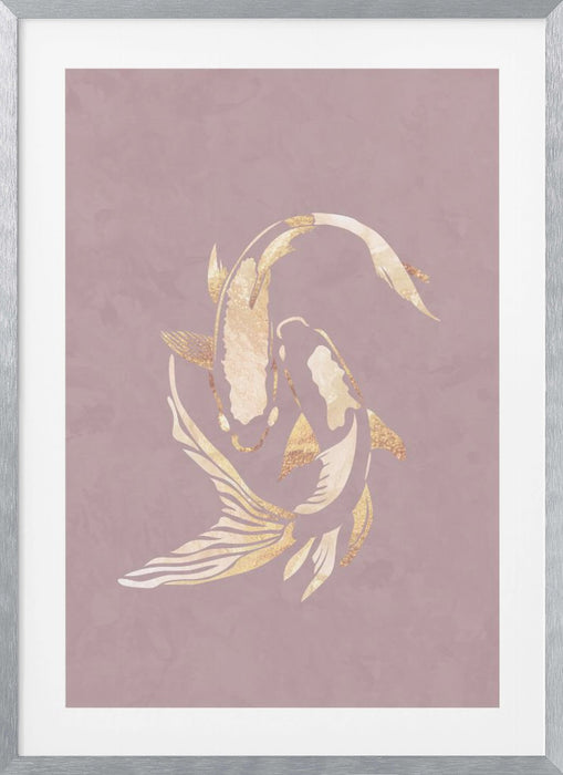 Pink gold koi fish 2 Framed Art Modern Wall Decor