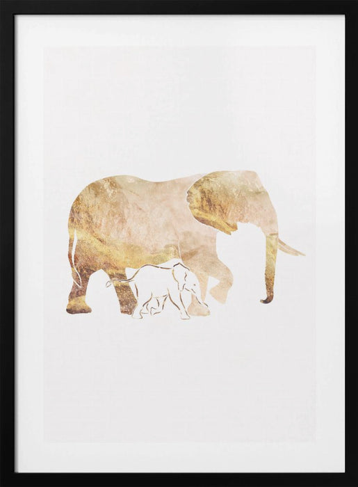 White Gold Elephants Framed Art Wall Decor