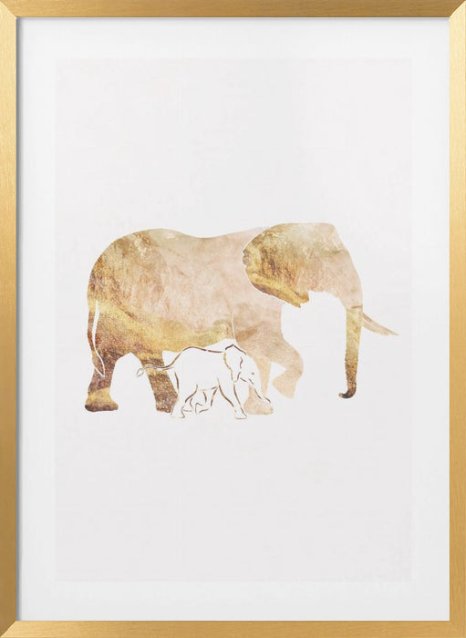 White Gold Elephants Framed Art Wall Decor