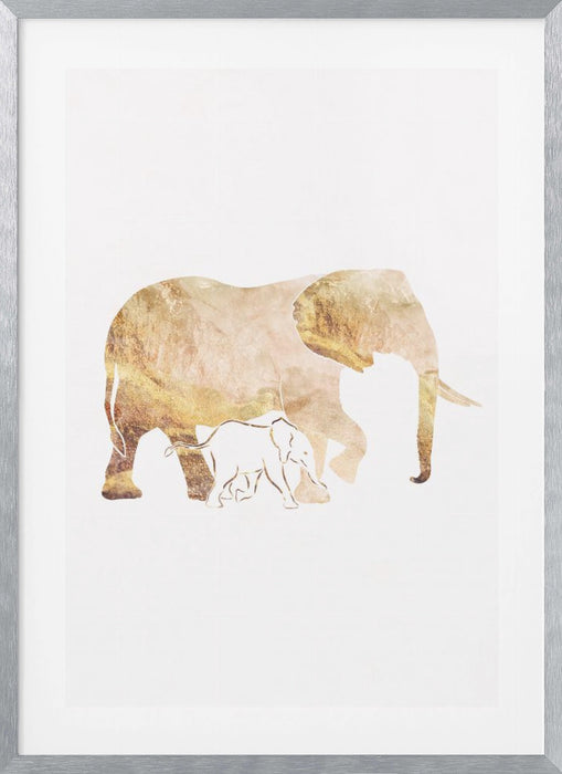 White Gold Elephants Framed Art Wall Decor