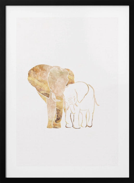 White Gold Elephants 2 Framed Art Wall Decor