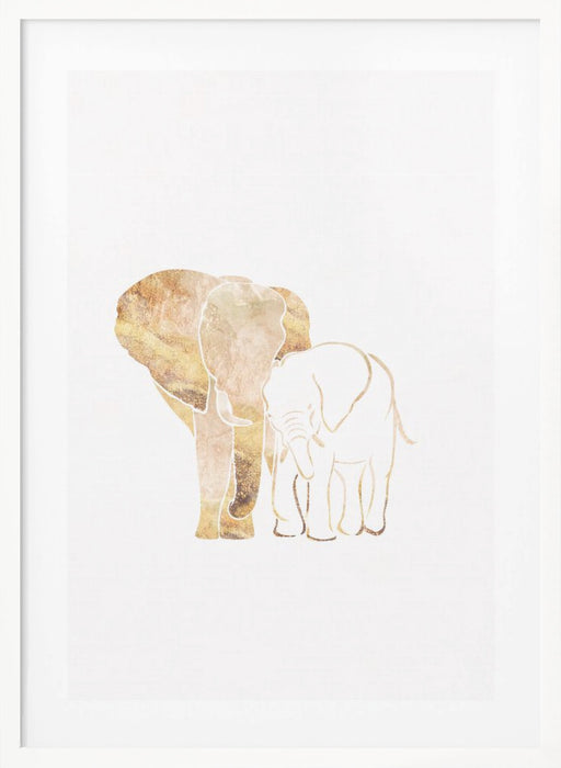 White Gold Elephants 2 Framed Art Wall Decor