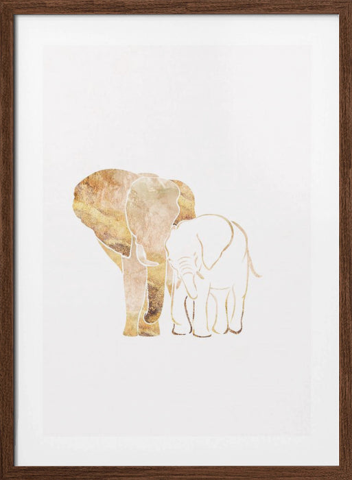 White Gold Elephants 2 Framed Art Wall Decor