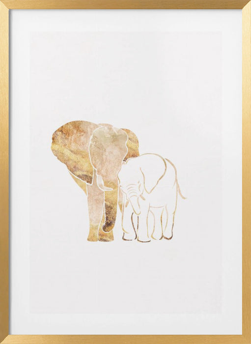 White Gold Elephants 2 Framed Art Wall Decor