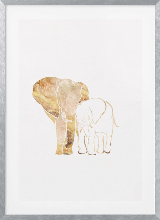 White Gold Elephants 2 Framed Art Wall Decor