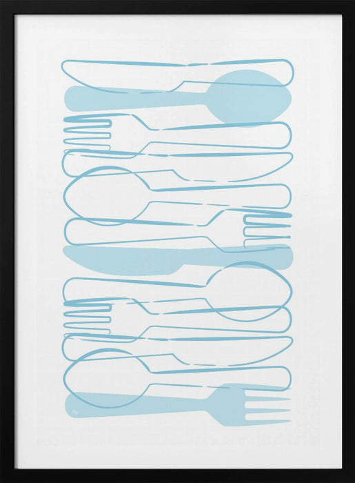 Blue Cutlery Framed Art Modern Wall Decor