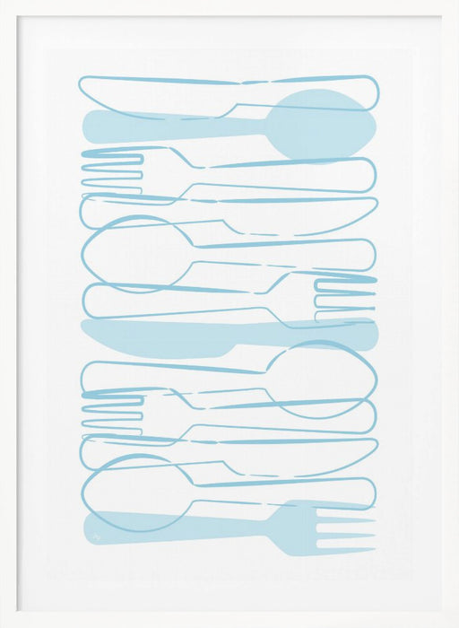 Blue Cutlery Framed Art Modern Wall Decor