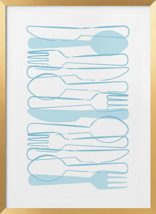 Blue Cutlery Framed Art Modern Wall Decor