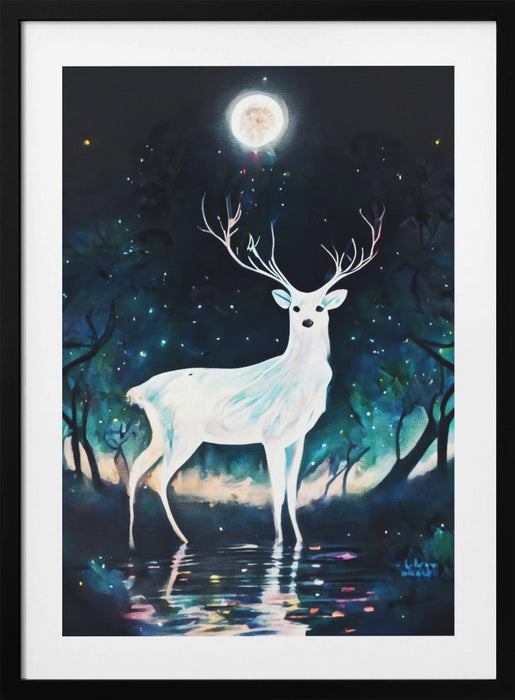 Paint Deer Framed Art Modern Wall Decor