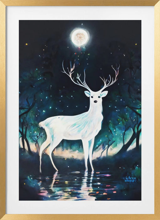 Paint Deer Framed Art Modern Wall Decor