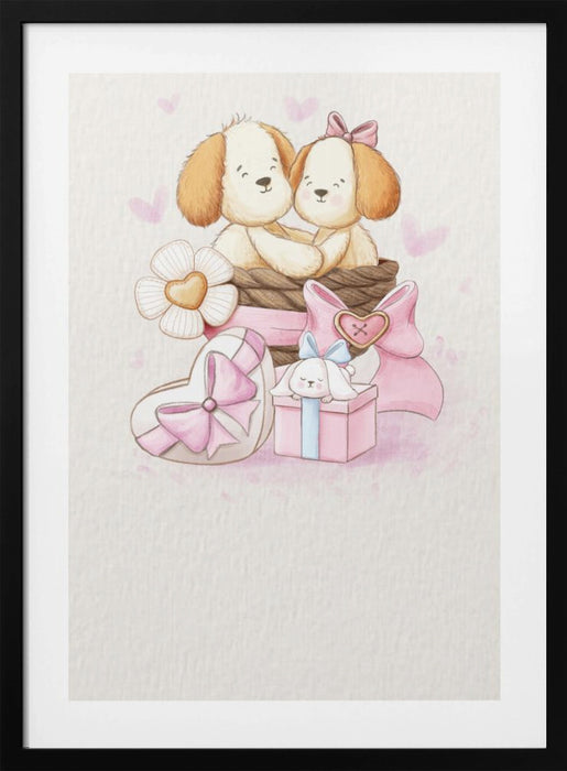 Puppy in Love Framed Art Modern Wall Decor