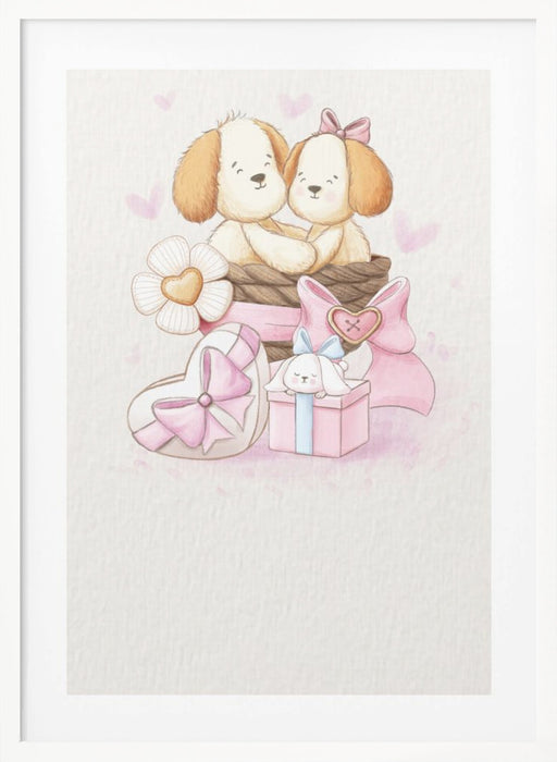 Puppy in Love Framed Art Modern Wall Decor