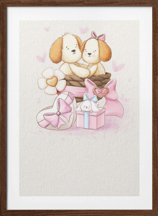 Puppy in Love Framed Art Modern Wall Decor