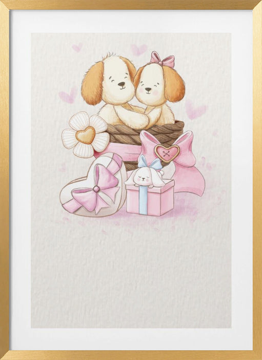 Puppy in Love Framed Art Modern Wall Decor