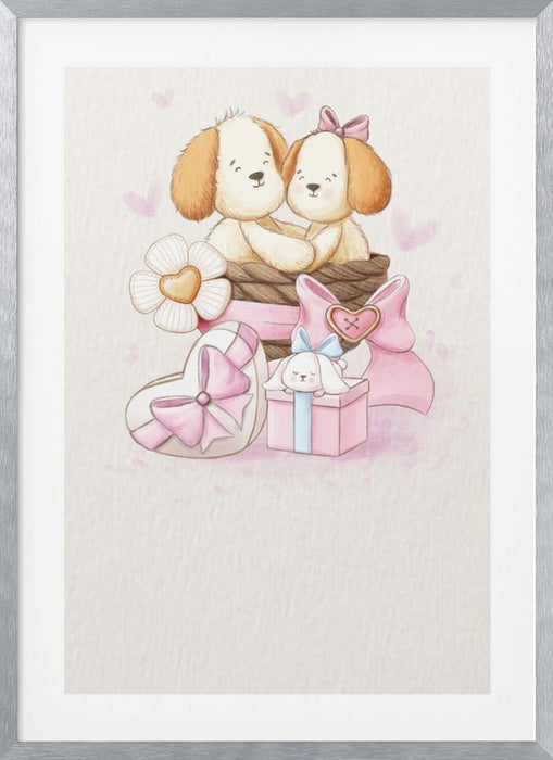 Puppy in Love Framed Art Modern Wall Decor