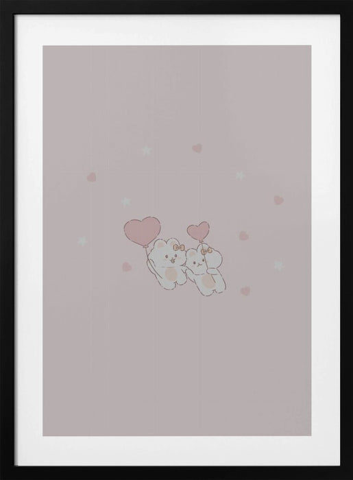 Kawaii Bunny Framed Art Wall Decor