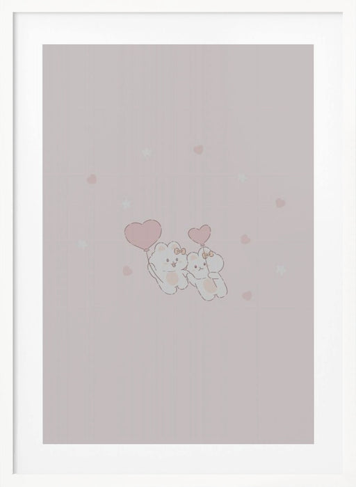 Kawaii Bunny Framed Art Wall Decor