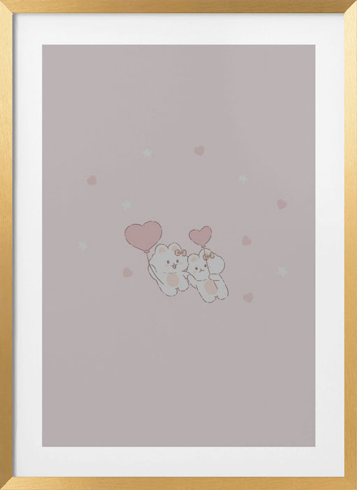 Kawaii Bunny Framed Art Wall Decor