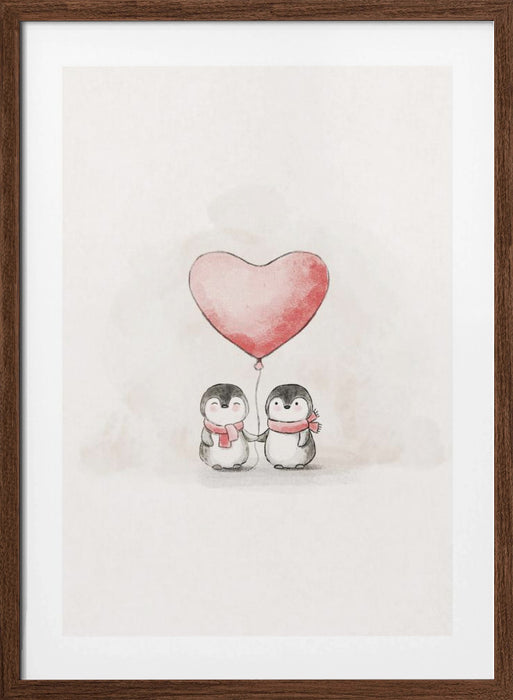 Penguin in Love Framed Art Modern Wall Decor