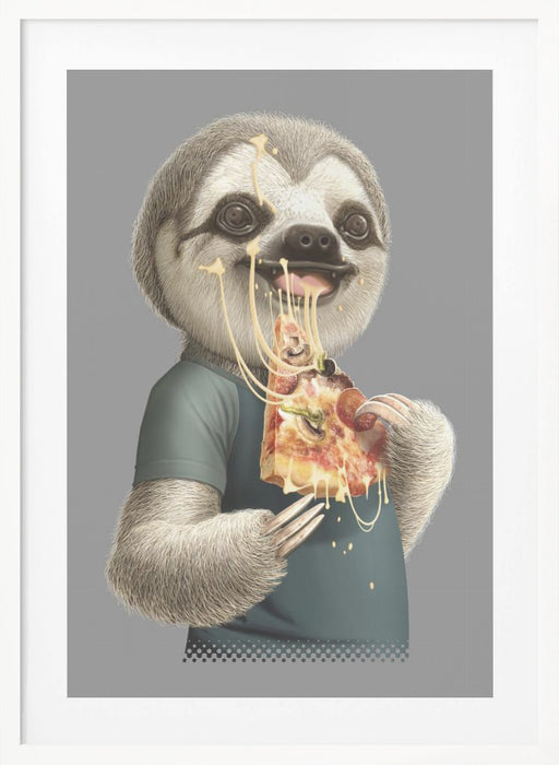 sloth eat pizza Framed Art Wall Decor