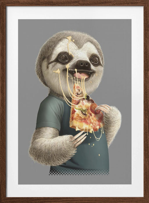 sloth eat pizza Framed Art Wall Decor