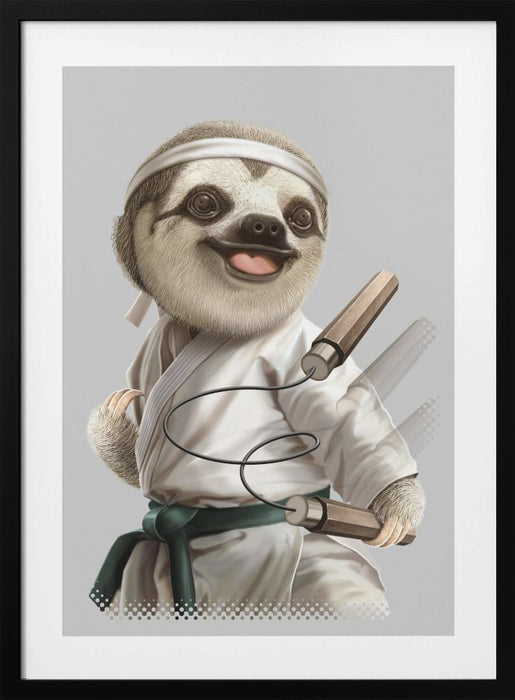 karate sloth Framed Art Wall Decor