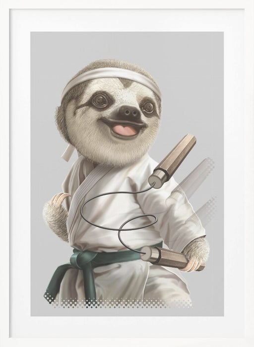 karate sloth Framed Art Wall Decor