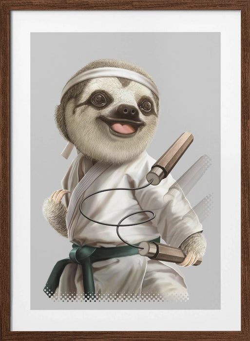 karate sloth Framed Art Wall Decor