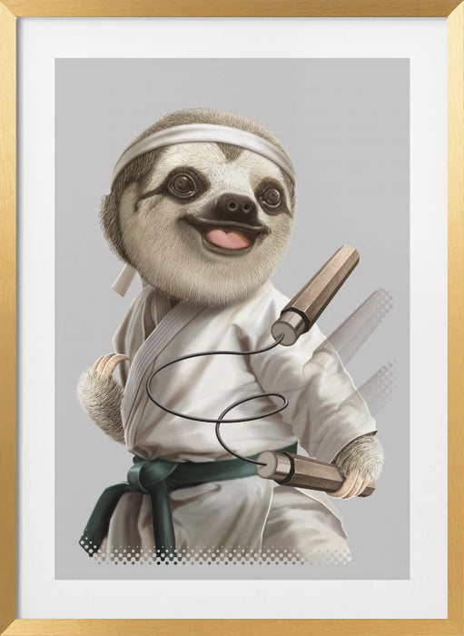 karate sloth Framed Art Wall Decor